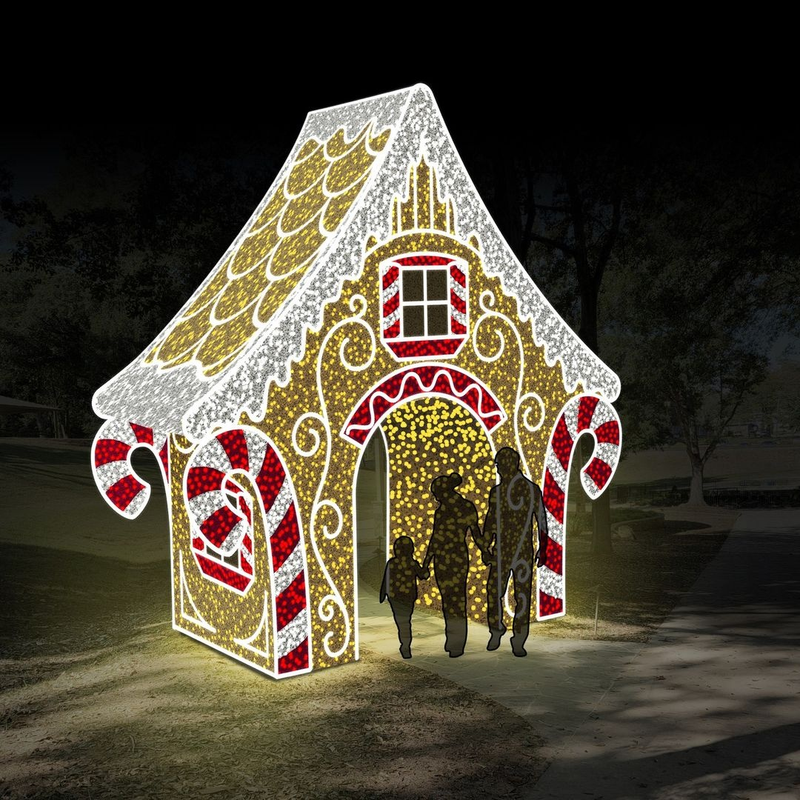 Giant Pre-Lit LED Walk-Through Gingerbread House