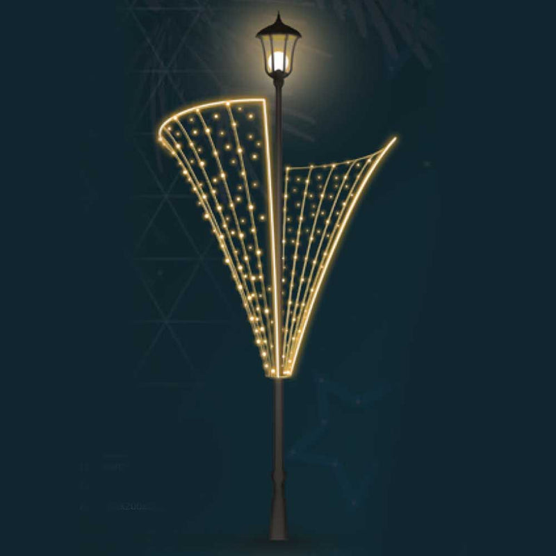 Giant Pre-Lit LED Elegant Pole Mount 2D Wire Frame Decor