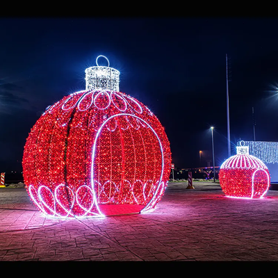 picture of Certified Lights'  giant Christmas ornament in red and white