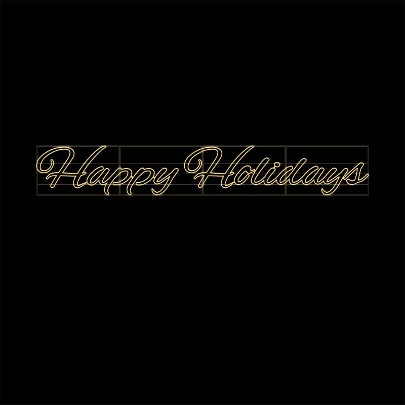 Giant Pre-Lit LED Fancy Happy Holidays 2D Wire Frame Decor
