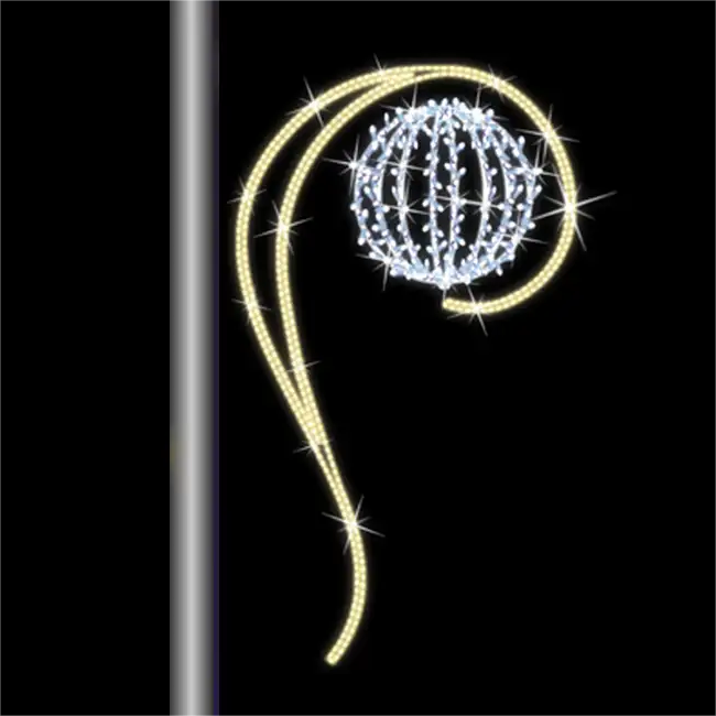 Giant Pre-Lit LED Flourish Orb Pole Mount