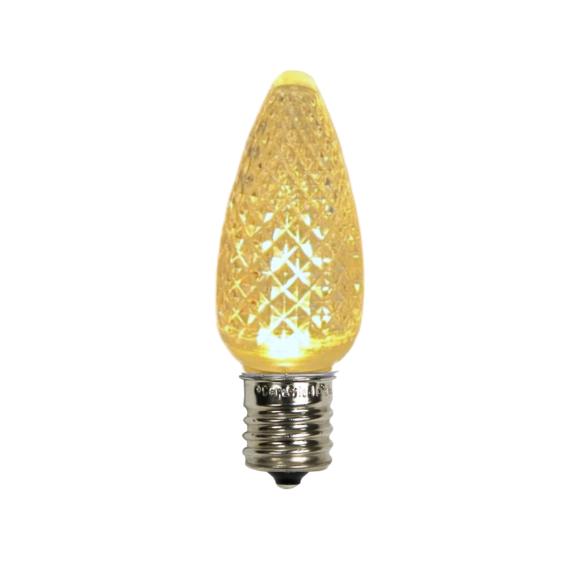 Picture of a warm white led C9 faceted bulb