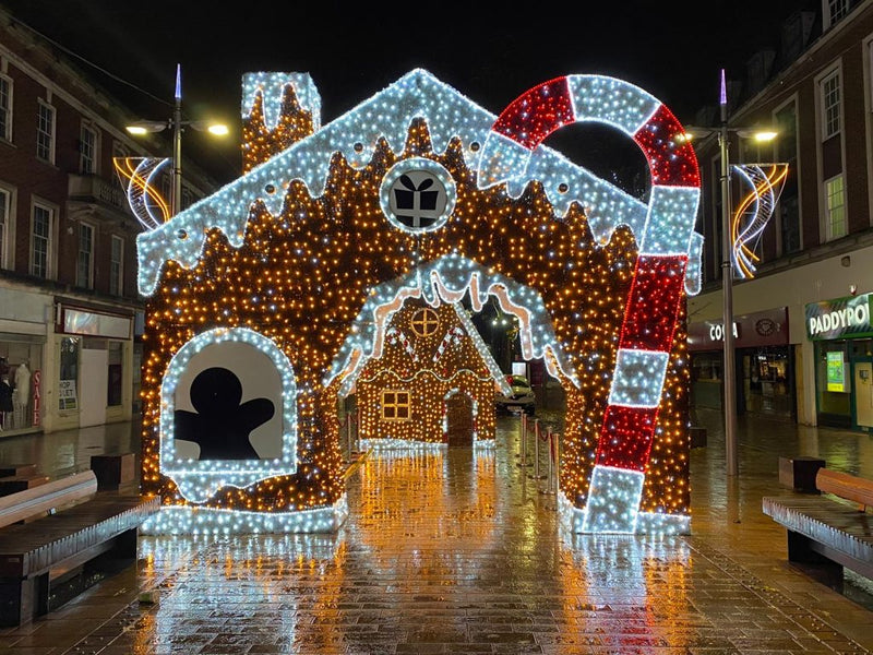 Giant Pre-Lit LED Walk-Through Gingerbread House