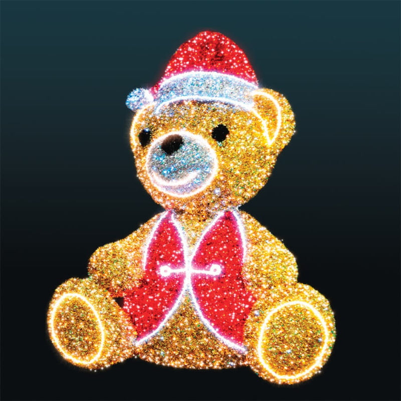 Giant Pre-Lit LED Teddy Bear with Santa Hat