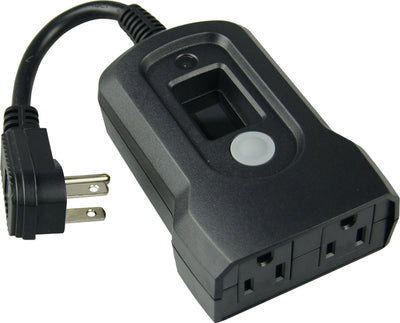 Heavy-duty weatherproof electrical timer with dual outlets and photocell sensor, ideal for outdoor holiday lights