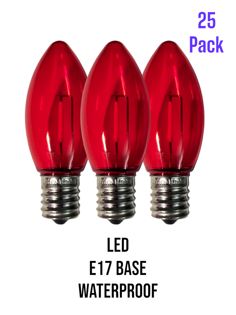 Picture of multiple C9 red plastic bulbs