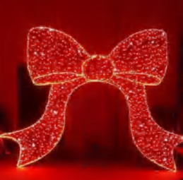 LED Pre-Lit Bow with Tails 2D Wire Frame Decor