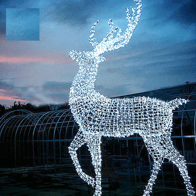 Picture of Certified Lights' large outdoor Christmas decorations. This is a giant reindeer led sculpture for commercial Christmas and holiday decorations